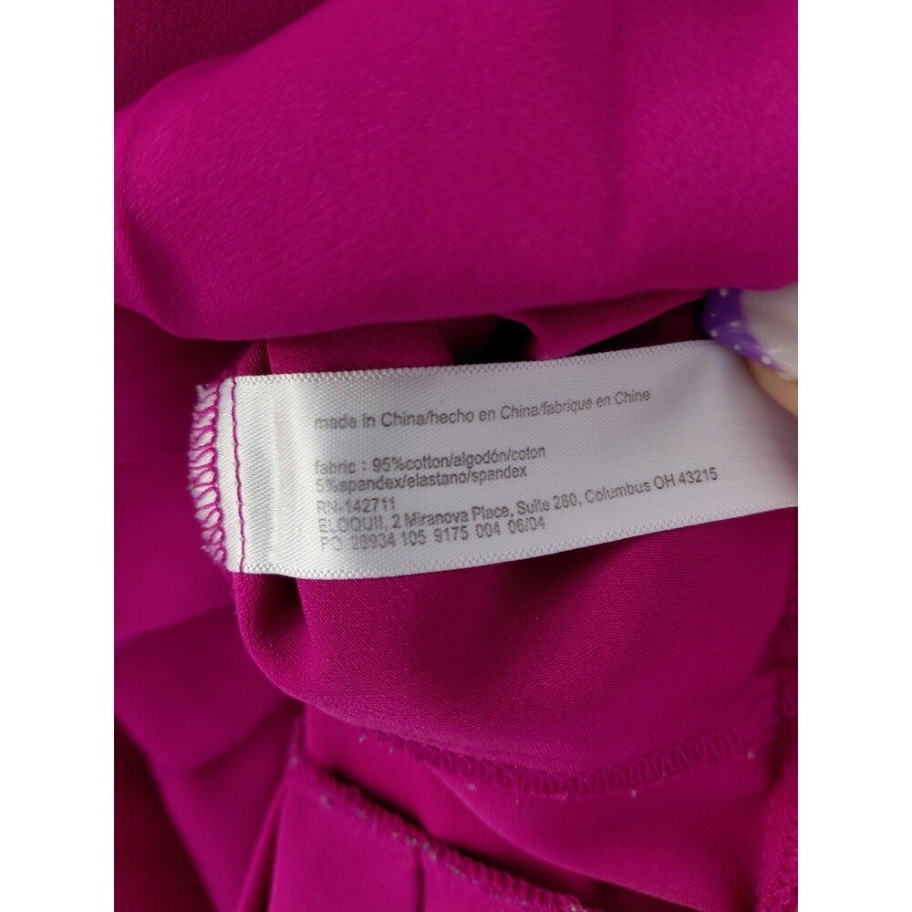 Eloquii Pleated Short Sleeve Blouse Keyhole Neck Plus Size 20 Fushcia Career - Picture 8 of 10